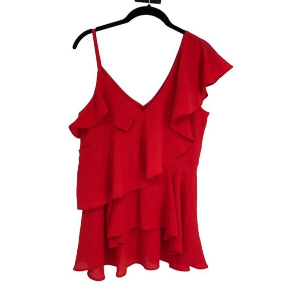 NWT Maddison Red One Shoulder Ruffle Layered Top size 6 - Picture 2 of 16